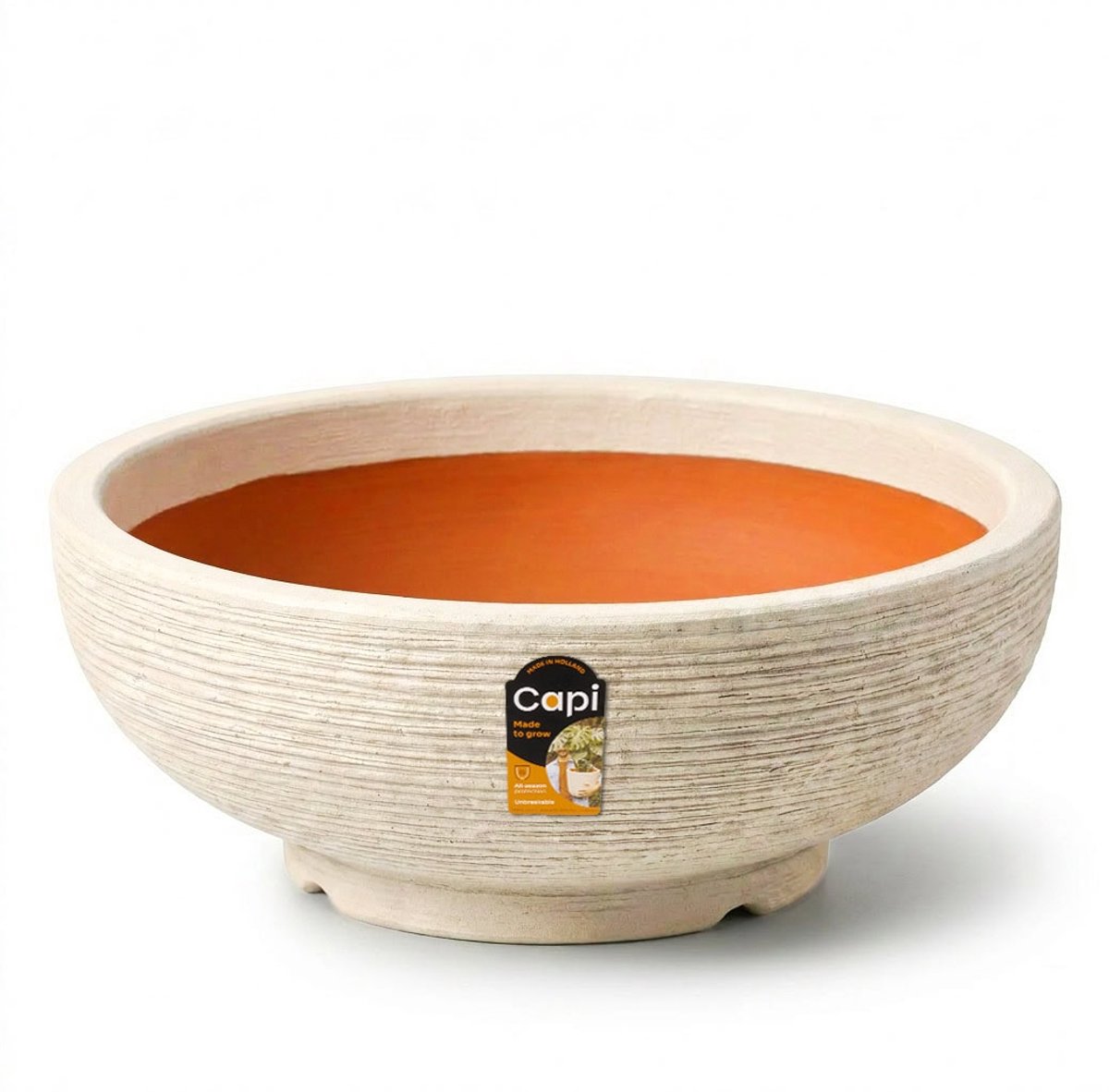 Capi Europe - Schaal Rib NL - 49x20 - Kiezel - Opening Ø - Bloempot voor binnen en buiten - Levenslang garantie - Breukbestendig - 100% Recyclebaar - CO2 Neutraal geproduceerd - KPER1146