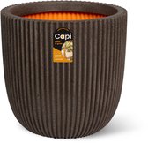 Capi Europe - Bloempot bol Groove NL - 54x52 - Donkerbruin - Bloempot voor binnen en buiten - Levenslang garantie - Breukbestendig - 100% Recyclebaar - CO2 Neutraal geproduceerd - KGVDB935