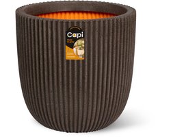 Capi Europe - Bloempot bol Groove NL - 54x52 - Donkerbruin - Bloempot voor binnen en buiten - Levenslang garantie - Breukbestendig - 100% Recyclebaar - CO2 Neutraal geproduceerd - KGVDB935