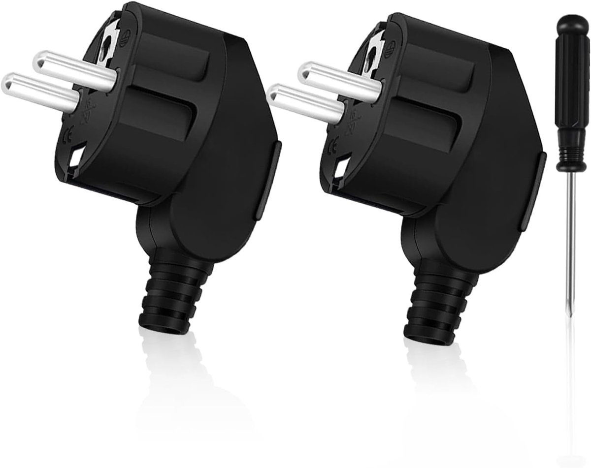 Stekker, 2 stuks, veiligheidsstekker van rubber, 250 V/16 A