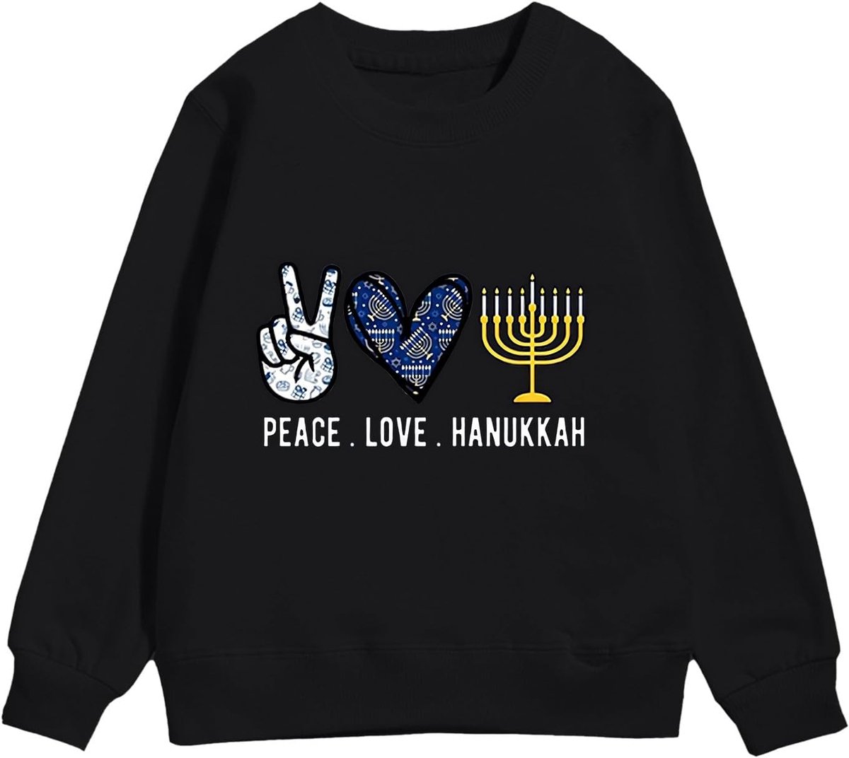 Warm sweatshirt met ronde hals en lange mouwen en Hanukkah menorah print voor kinderen