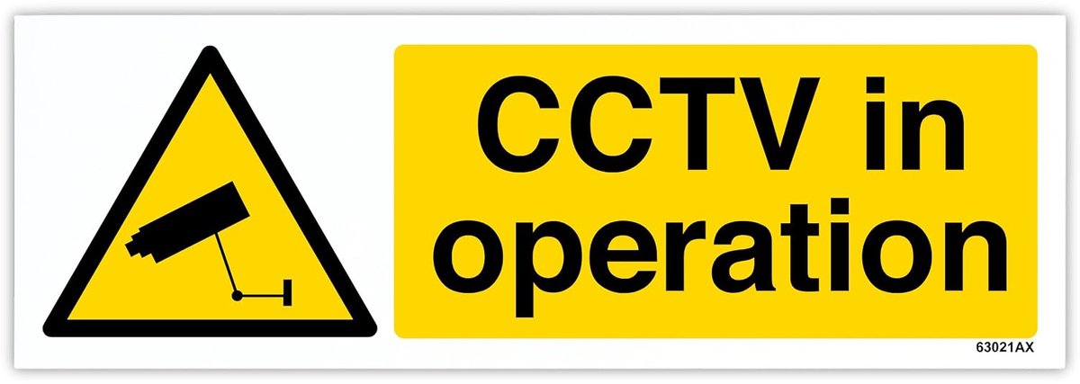 Bord "CCTV in Operation", zelfklevend vinyl, liggend formaat, 300 x 100 mm