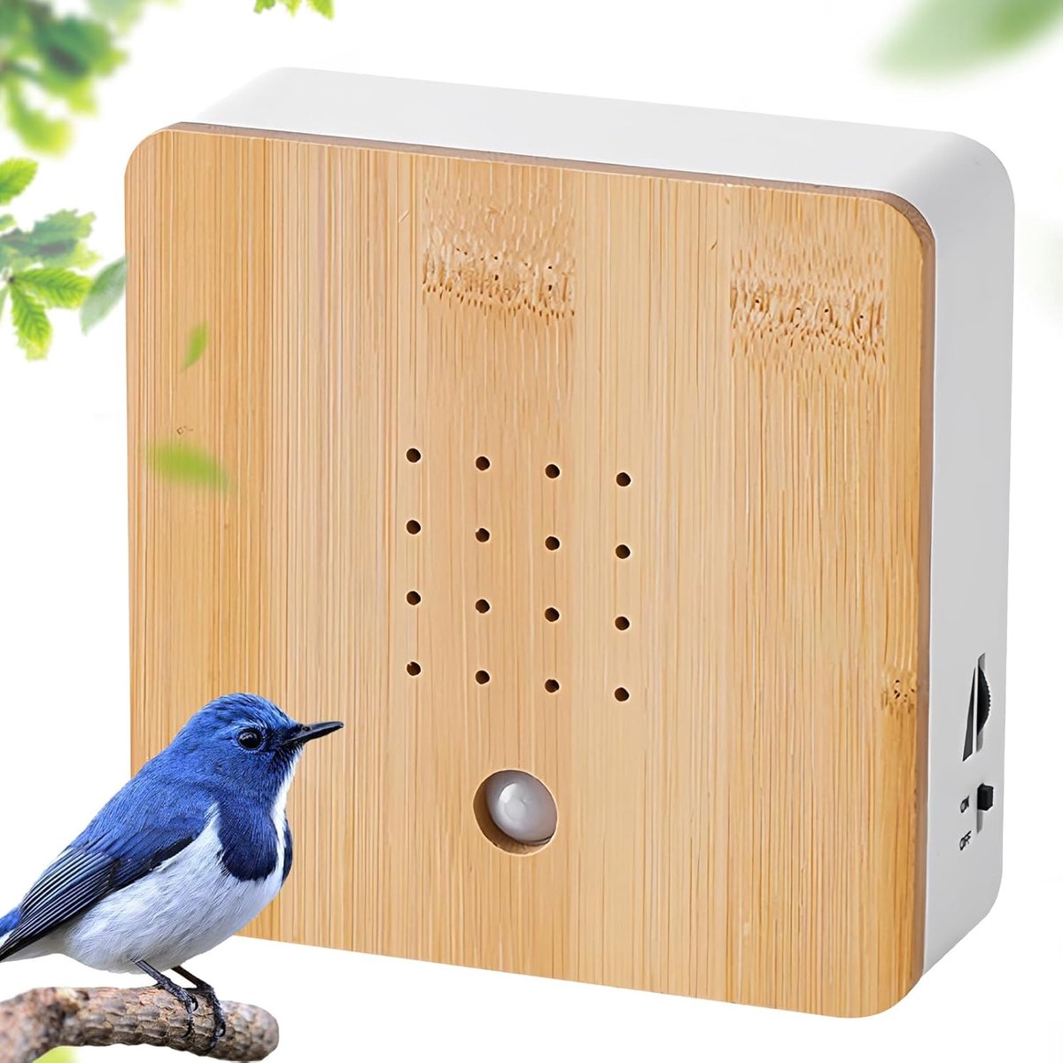 Ontspannende vogelzangbox voor badkamer, spa, met wandhouder en bewegingssensor