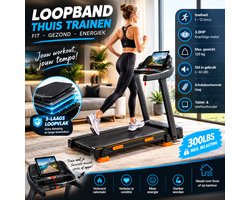 Loopband voor Thuis – Elektrische Loopband – 3.0 HP – 1-12 km/u – Max. 120 kg – Schokabsorberend – Tablet- en Telefoonhouder – Zwart