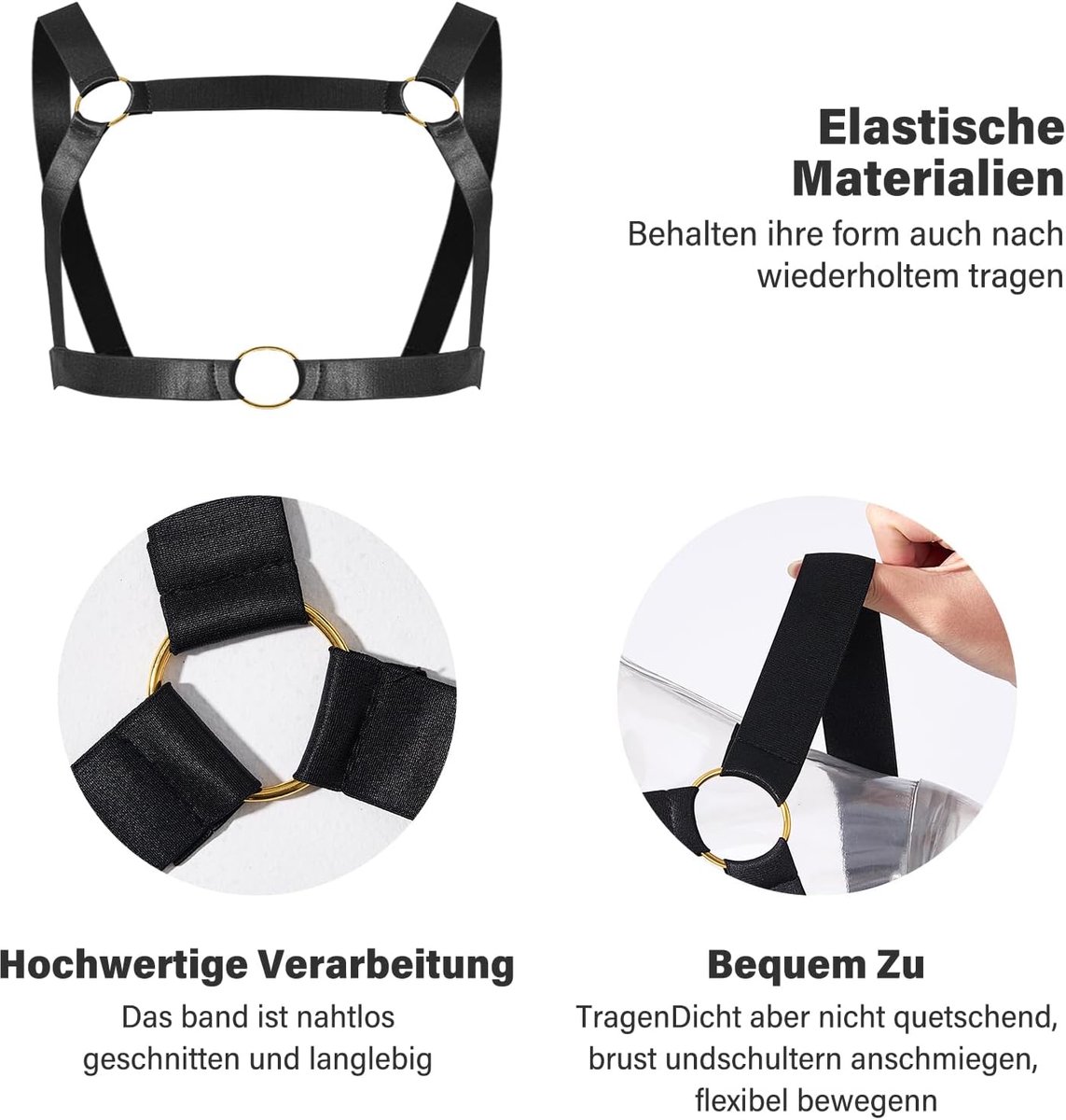 Harnas voor heren, borstband, nylon, elastische schouderriem, houder, nachtclub, kleding, cosplay kostuum