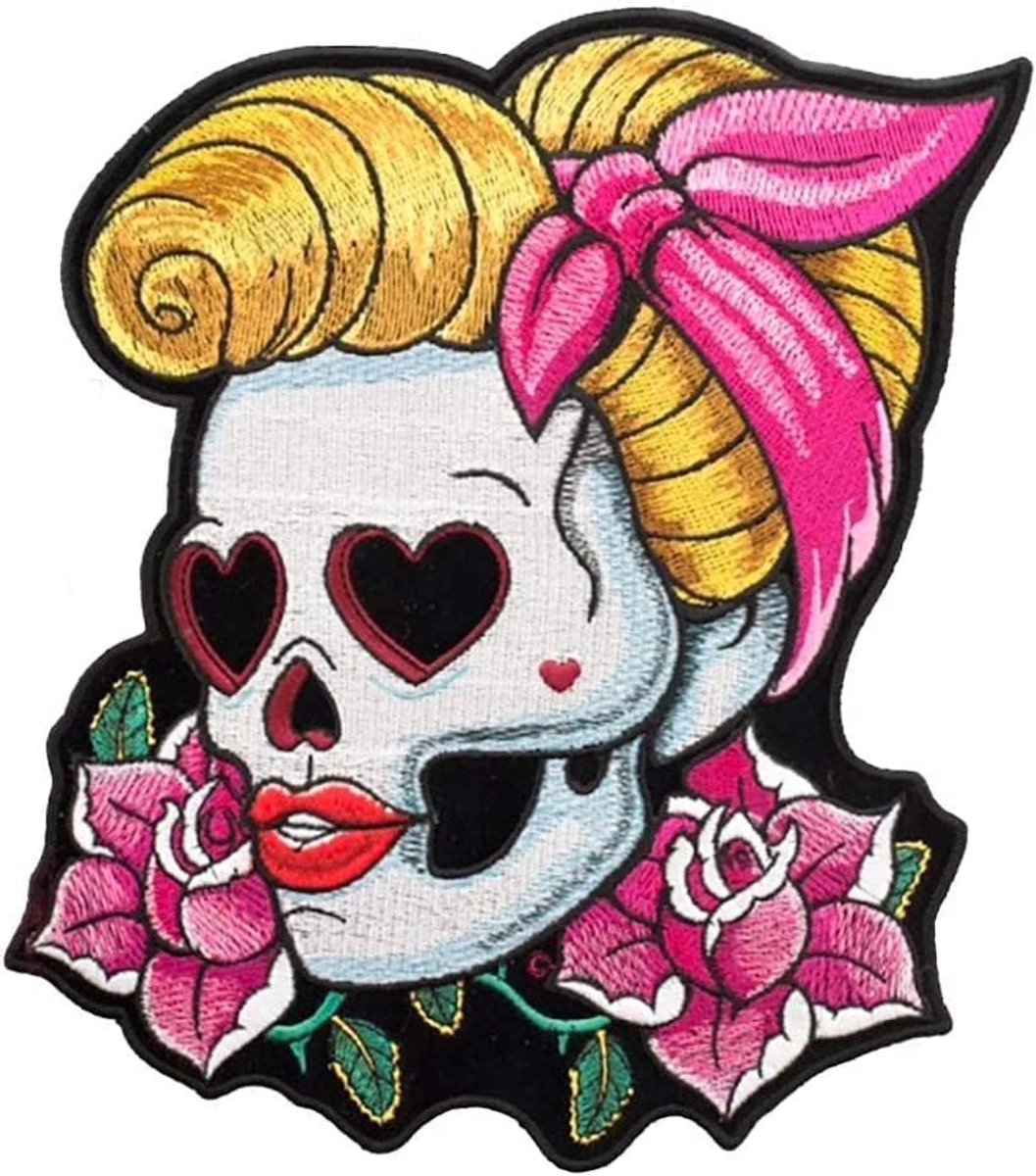 Patch Pin-Up Schedel 18 x 22 cm
