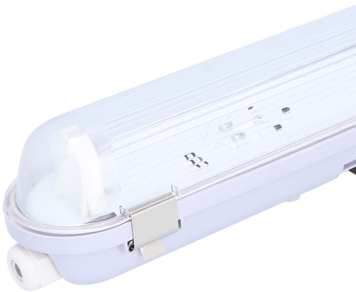 HOFTRONIC LED TL armatuur 120 cm enkel - Koppelbaar - Geschikt voor T8 (G13) buizen - IP65 waterdicht - T8 Fitting G13 - RVS clips