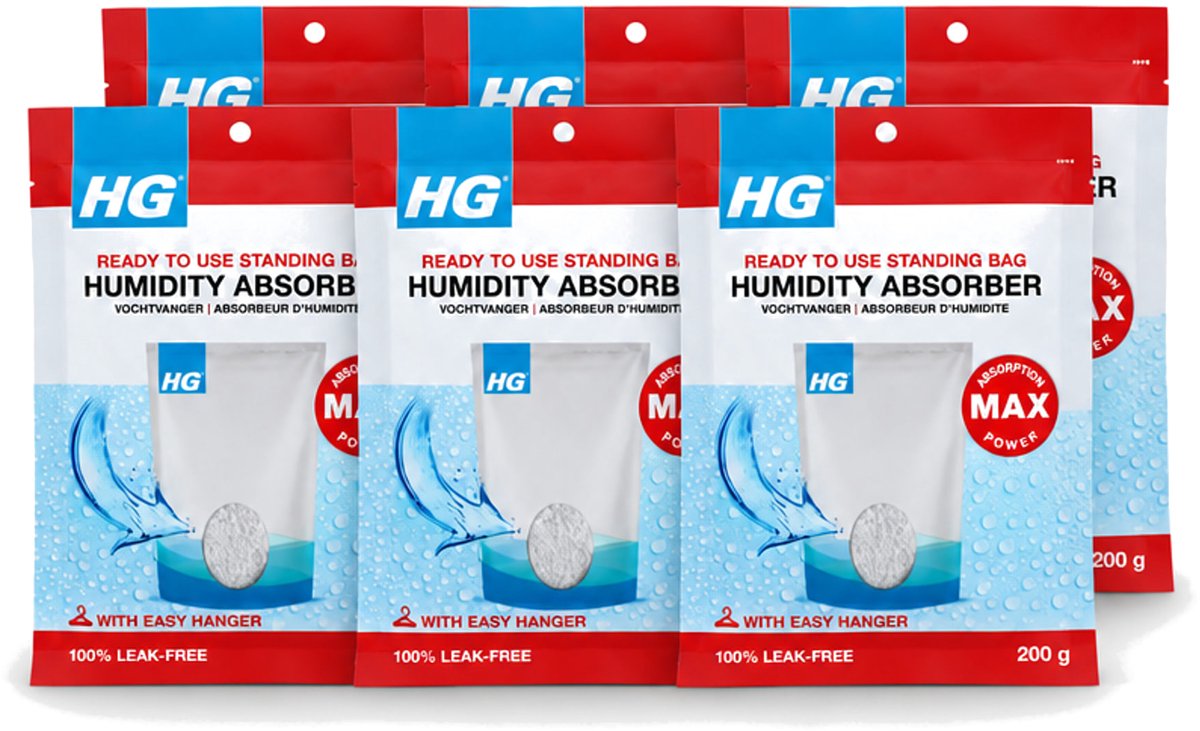 6 x HG - Vochtvanger - 200 g - Voordeelverpakking - 6 stuks