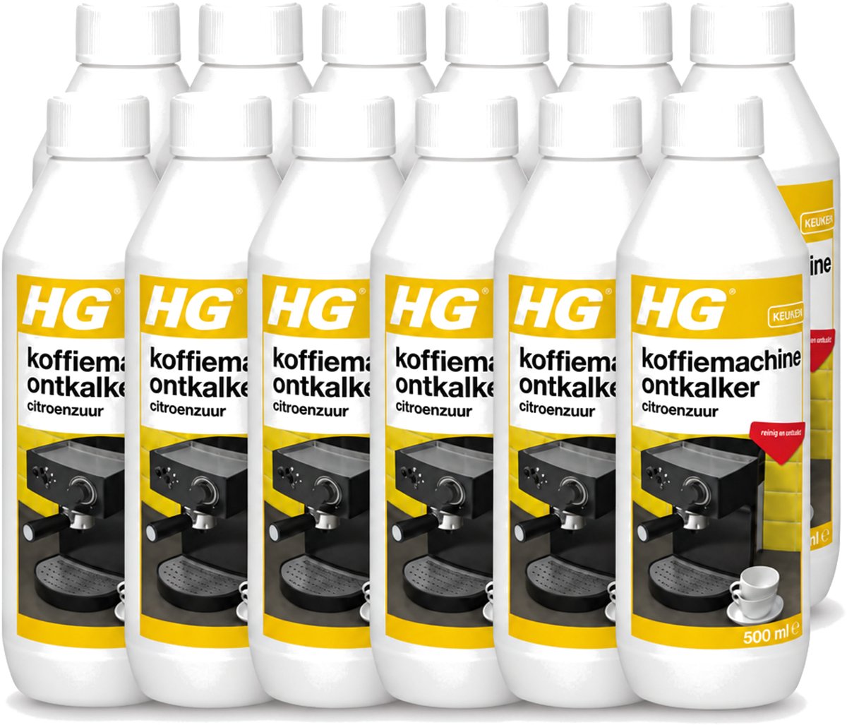 12 x HG - Koffiemachine Ontkalker - Op Basis Van Citroenzuur - Ideaal voor Senseo- & espressomachine - 500 ml - Voordeelverpakking - 12 stuks