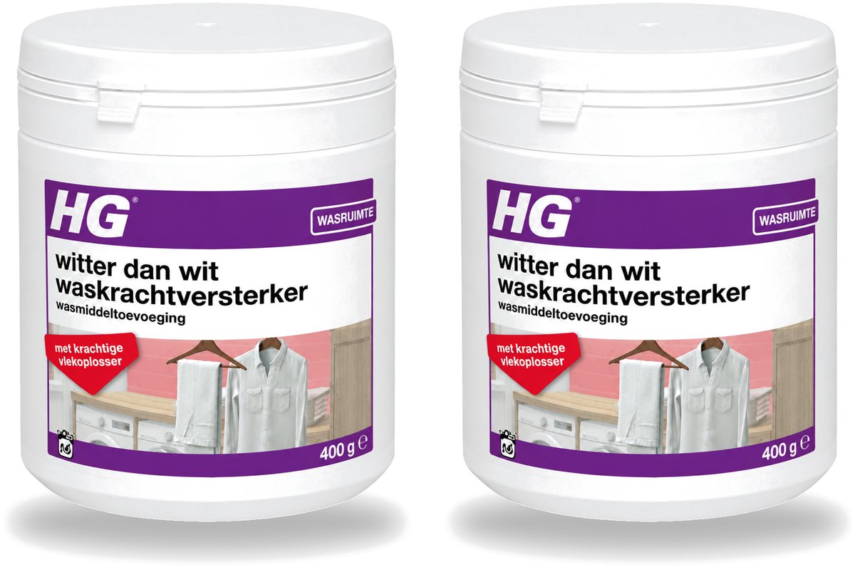 2 x HG - Wasruimte - Witter Dan Wit - Wasmiddeltoevoeging - 400 g - Voordeelverpakking - 2 stuks