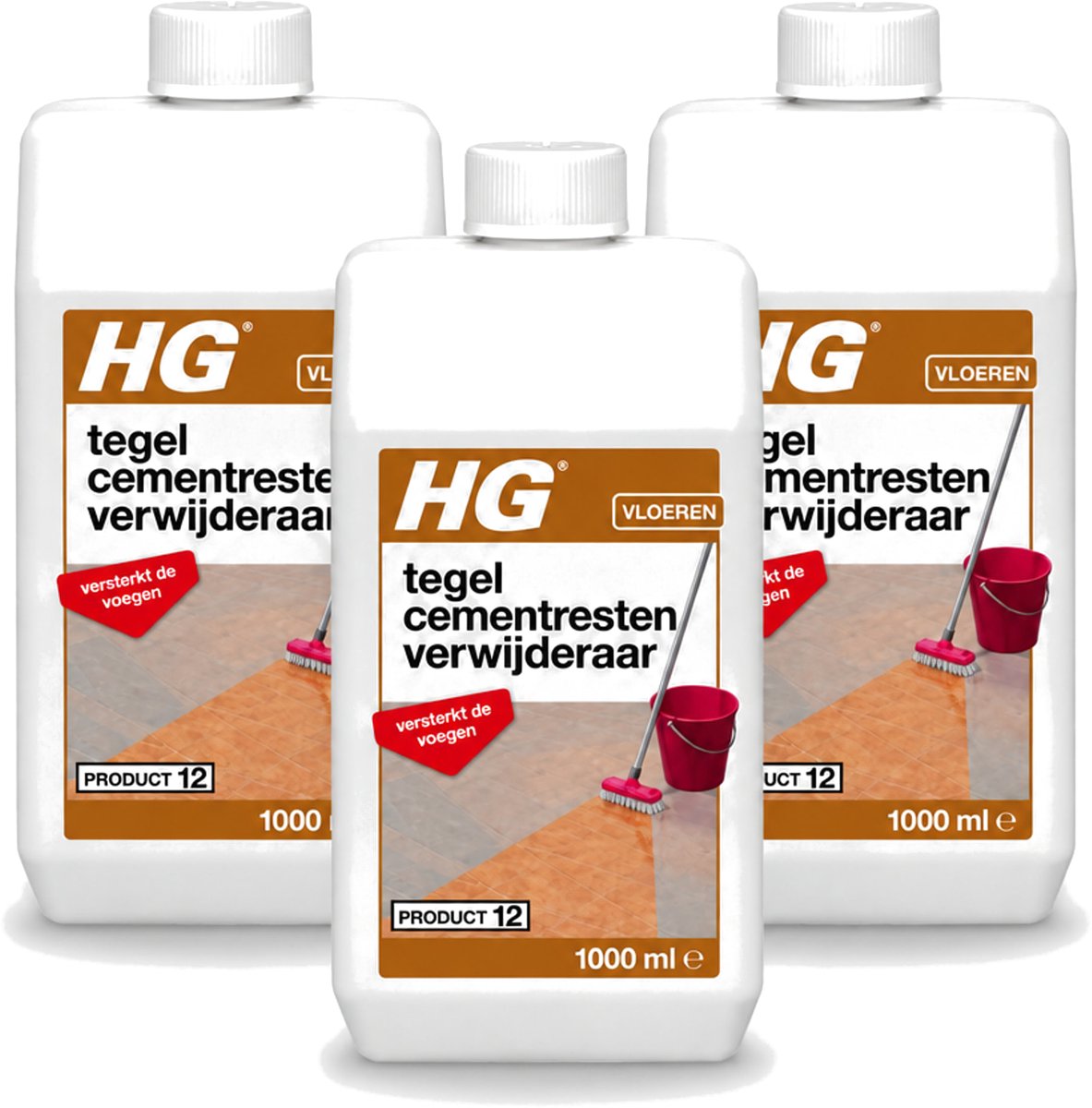 3 x HG - Vloeren - Tegel Cementrestenverwijderaar - Versterkt De Voegen - 1L - Voordeelverpakking - 3 stuks