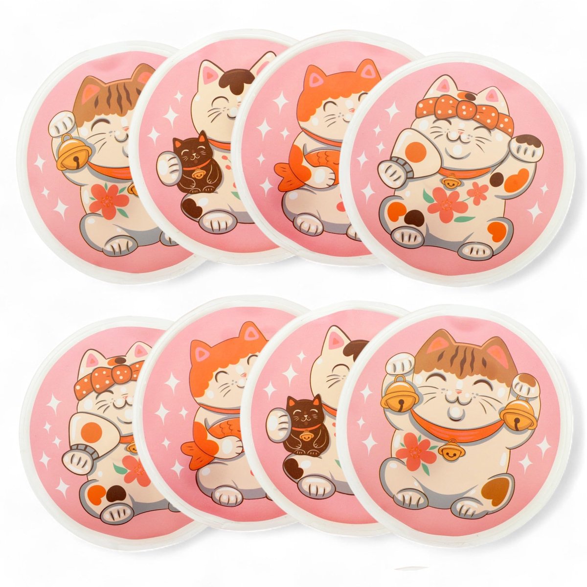 Handwarmers Herbruikbaar – Set van 8 Zakverwarmers tot 55 °C – Kattenmotief – 9,5 x 9,5 cm