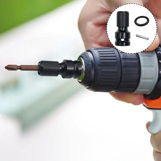 2 stuks dopsleuteladapter, slagschroevendraaier bitadapter passende lederen slijp pijp, 1/2 naar 1/4 schroevendraaier bithouder, bithouder accuschroevendraaier snelspan converter voor — afbeelding 4