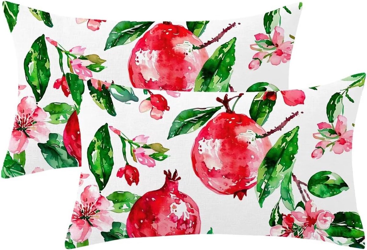 Kussenslopen, 50 x 70 cm, rechthoekige fluwelen kussenslopen, set van 2, fruitpatroon met onzichtbare rits, dubbelzijdige kussenhoes voor thuis, woonkamerdecoratie, geschenken voor vrouwen