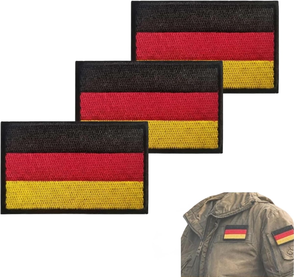 Set van 3 geborduurde vlaggen met klittenbandsluiting, 5 x 8 cm, badge voor kleding, rugzakken, uniformen, vesten, hondentuigjes en outdoorjassen