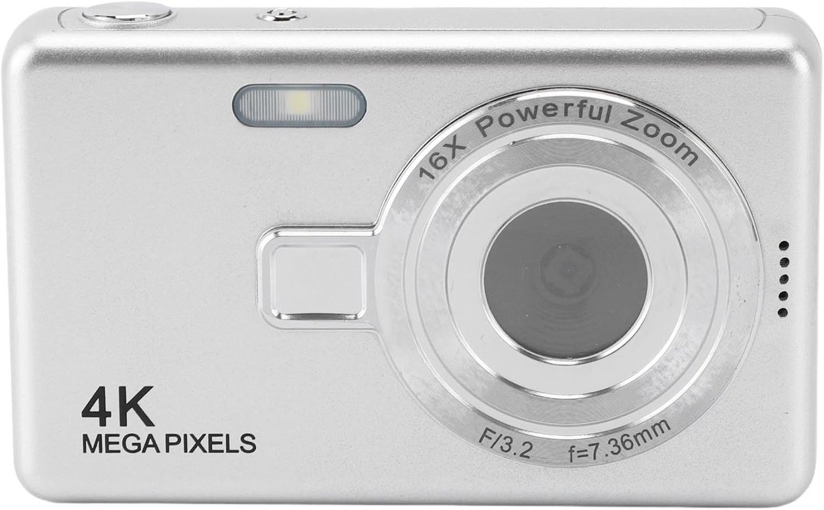 Camera, 12 MP Camera's voor Fotografie, met 2,4 Inch TFT-scherm, 16x Digitale Zoom, Glimlachdetectie, Verfraaiing en Meerkleurenfilters (SILVER)