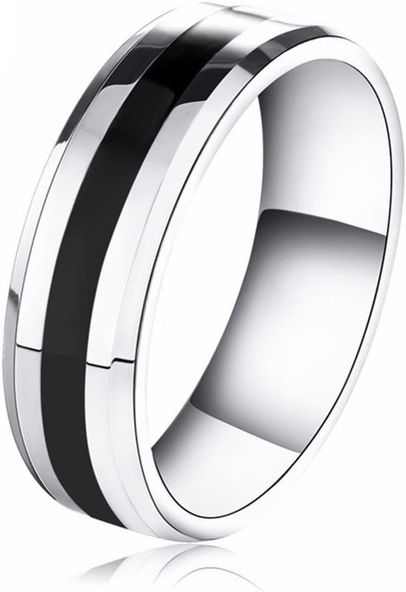 Damesring voor heren, roestvrij staal, trouwring voor heren en dames, verlovingsring voor heren, verlovingsring voor dames (Zilver, 52)