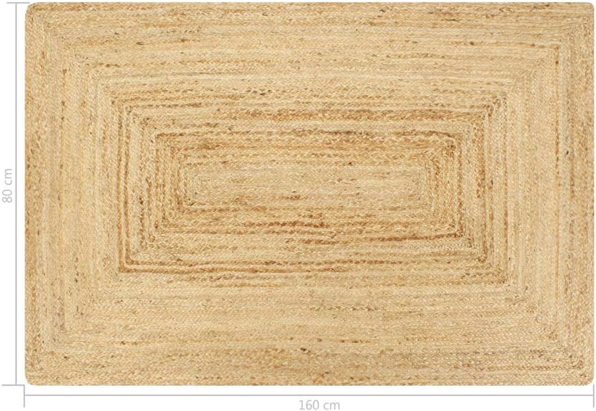 Gevlochten jute vloermat, rechthoekige antislip badmat, katoenen badmat voor slaapkamer, badkamer, natuur