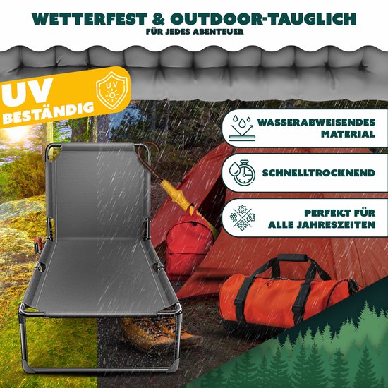 KESSER® Campingbed Opvouwbaar met draagtas en nekkussen Afmetingen 190 x 68 x 30 cm Draagvermogen tot 250 kg Gemaakt van duurzaam Oxford-materiaal en stevig stalen frame Ideaal voor tuin en camping van KESSER — afbeelding 2
