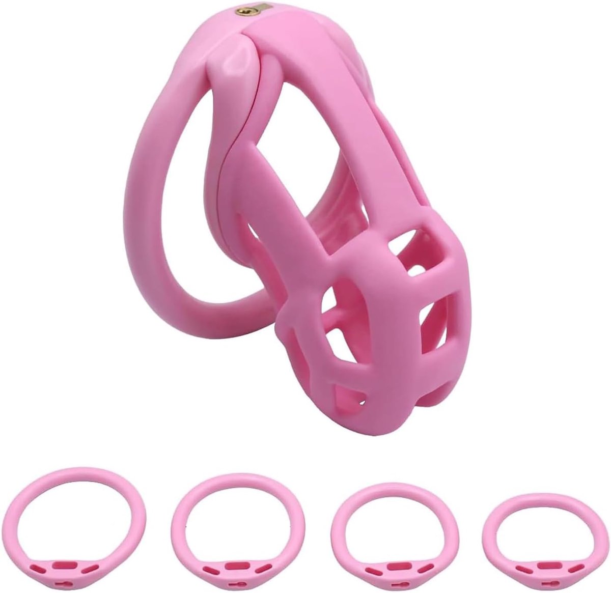 Chastity Cage Sissy Penis Cage Small Chastity Cage Male Chastity Plastic Cock Cage for Men BDSM Sex Toys for Couples (Bent Ring,Small)