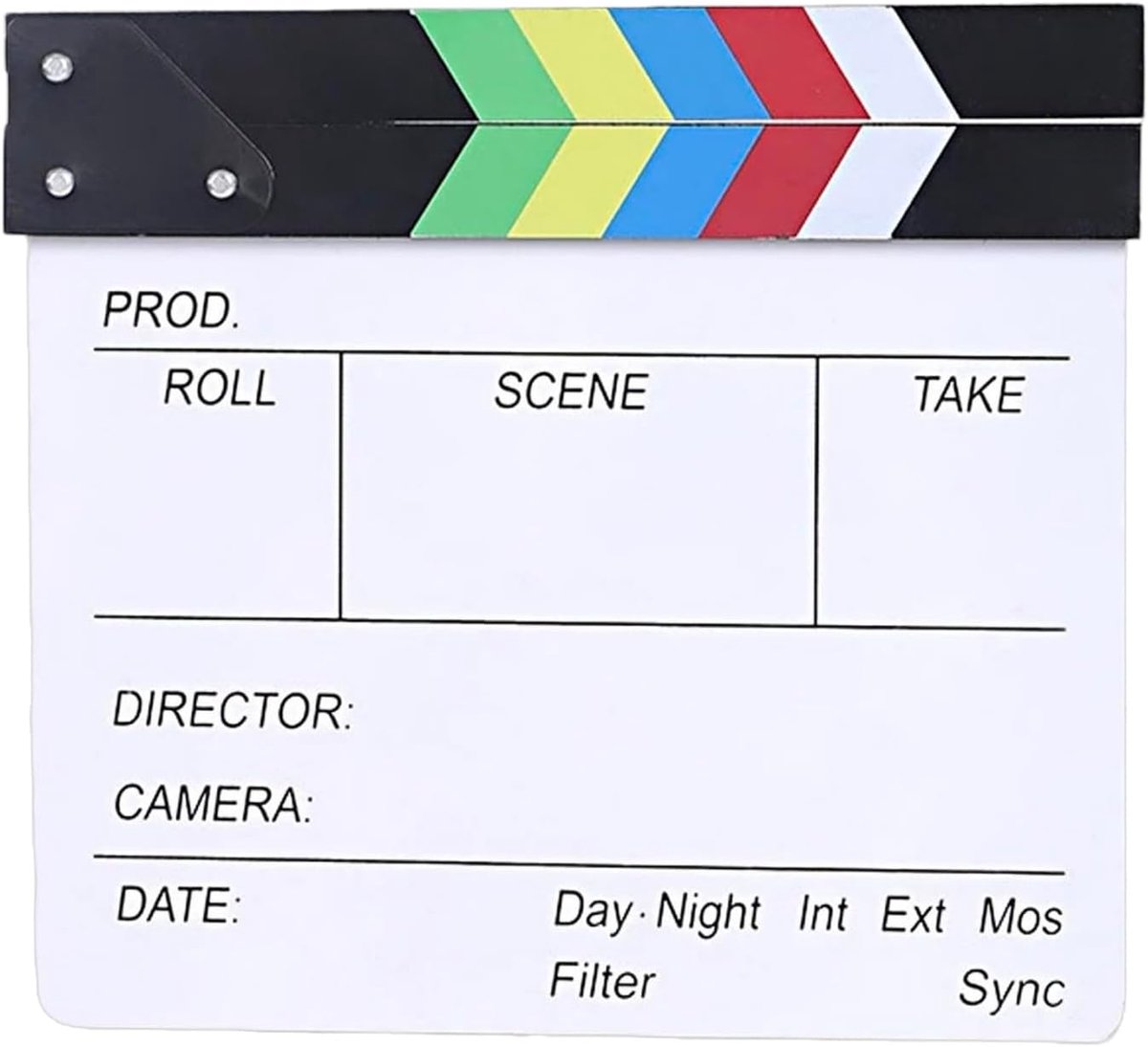 Clapper Board voor film acryl, Tokaneit filmflap rekwisieten beschrijfbaar, gemakkelijk afwasbaar, 20 x 20 cm, voor film- en televisieproducties of feestdecoratie