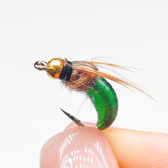 Natte vliegen, nimfen en muggen, vliegenbox voor forel, baars, regenboogforel en zalm, visaas — afbeelding 3