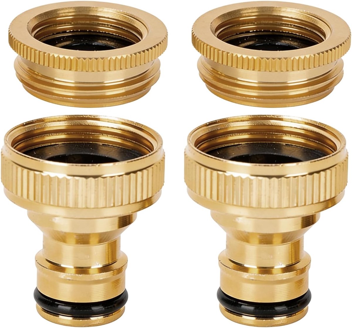 2 stuks messing slangaansluiting – 1 inch en 3/4 inch 2-in-1 tuinslangaansluiting, generieke messing snelkoppeling voor tuinkraan, keuken, camper, wasmachine, autowas en irrigatie