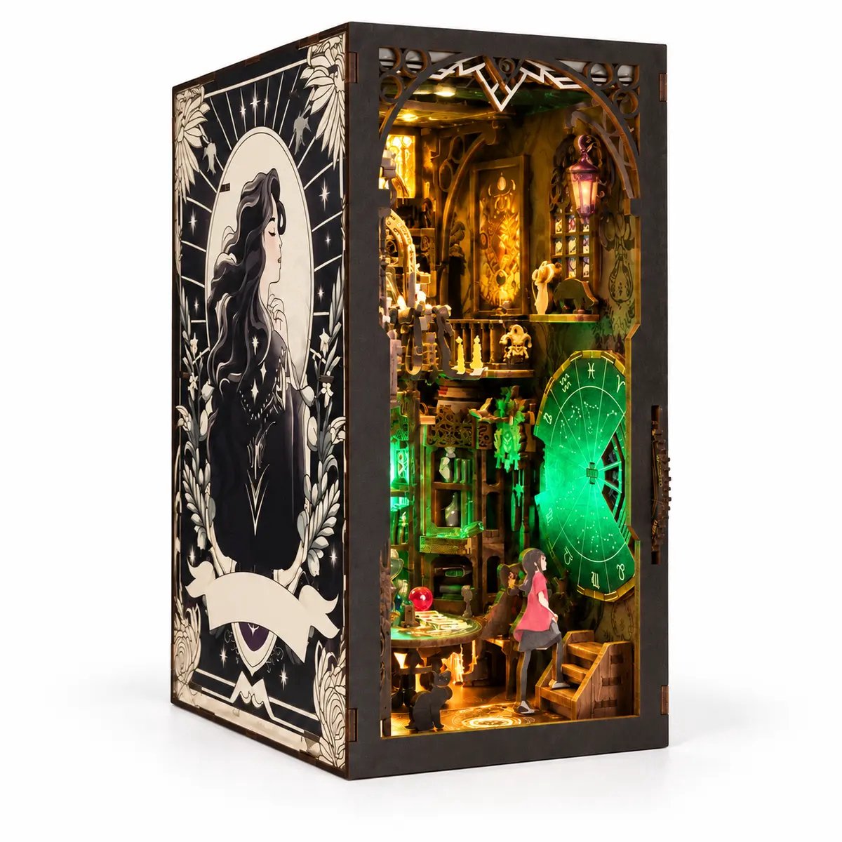 THAR Book Nook Tarot Divination Society – DIY Miniatuurwereld met LED, Zodiacwiel en 212 Onderdelen