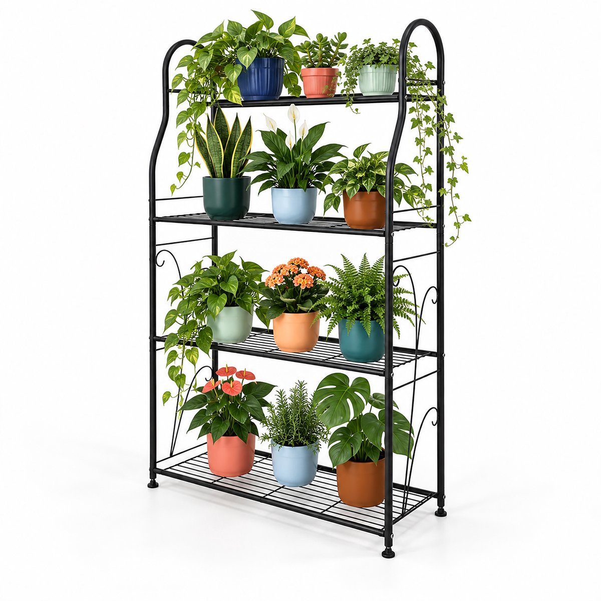 Plantenrek binnen - 114 x 71 x 24,5 cm - metaal - zwart