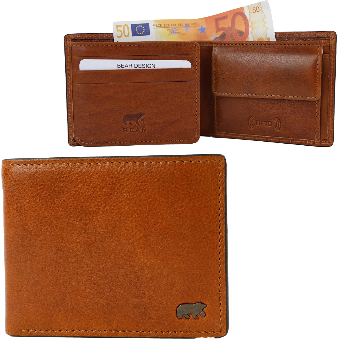 Bear Design Signature Billfold Stefano Cognac