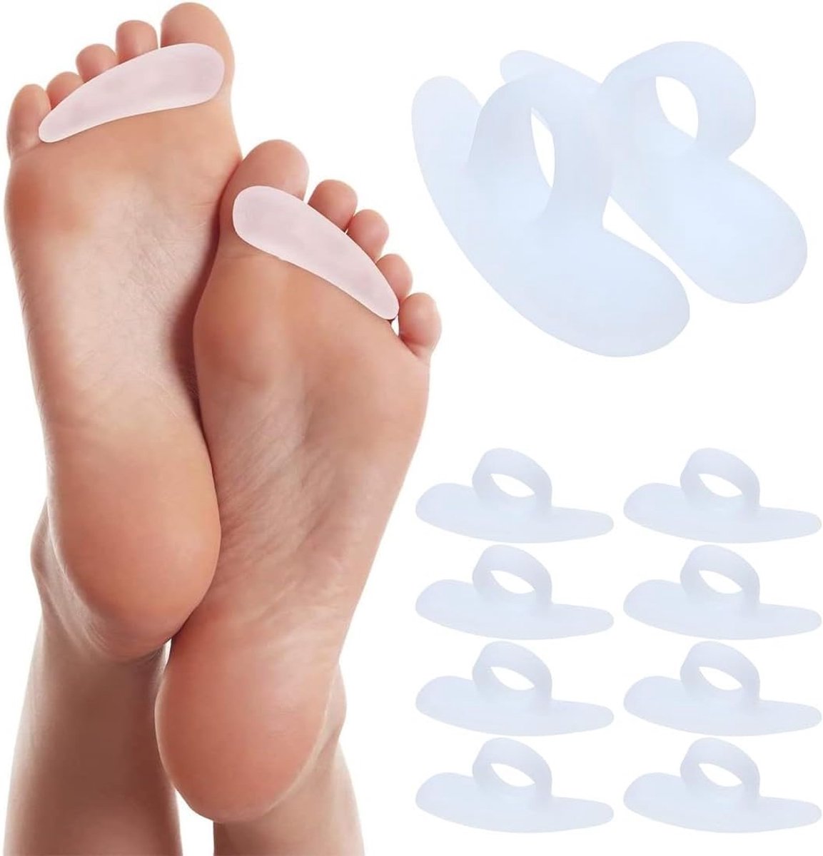 4 paar hamertenenkussens, correctoren voor correctie en stijltang, siliconen tenen, golvende corrector, gelpads, voor vrouwen en mannen