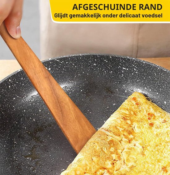 30 cm Teakhouten Spatel voor Koken Niet-Giftig Keukengereedschap Schraper Spurtle Keukengereedschap Platte Houten Ei Spatel Spatels Keerder Kooklepel Bamboe Spatel Keerder Gietijzer Zuurdesem Roerder — afbeelding 5