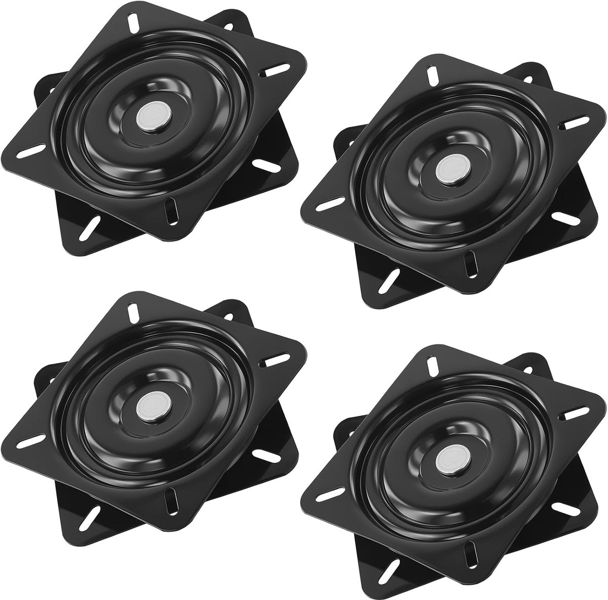 4 stuks draaibare stoelplaat, 16,5 cm, zwart, vierkante draaistoelplaat, voor krukken en stoelen