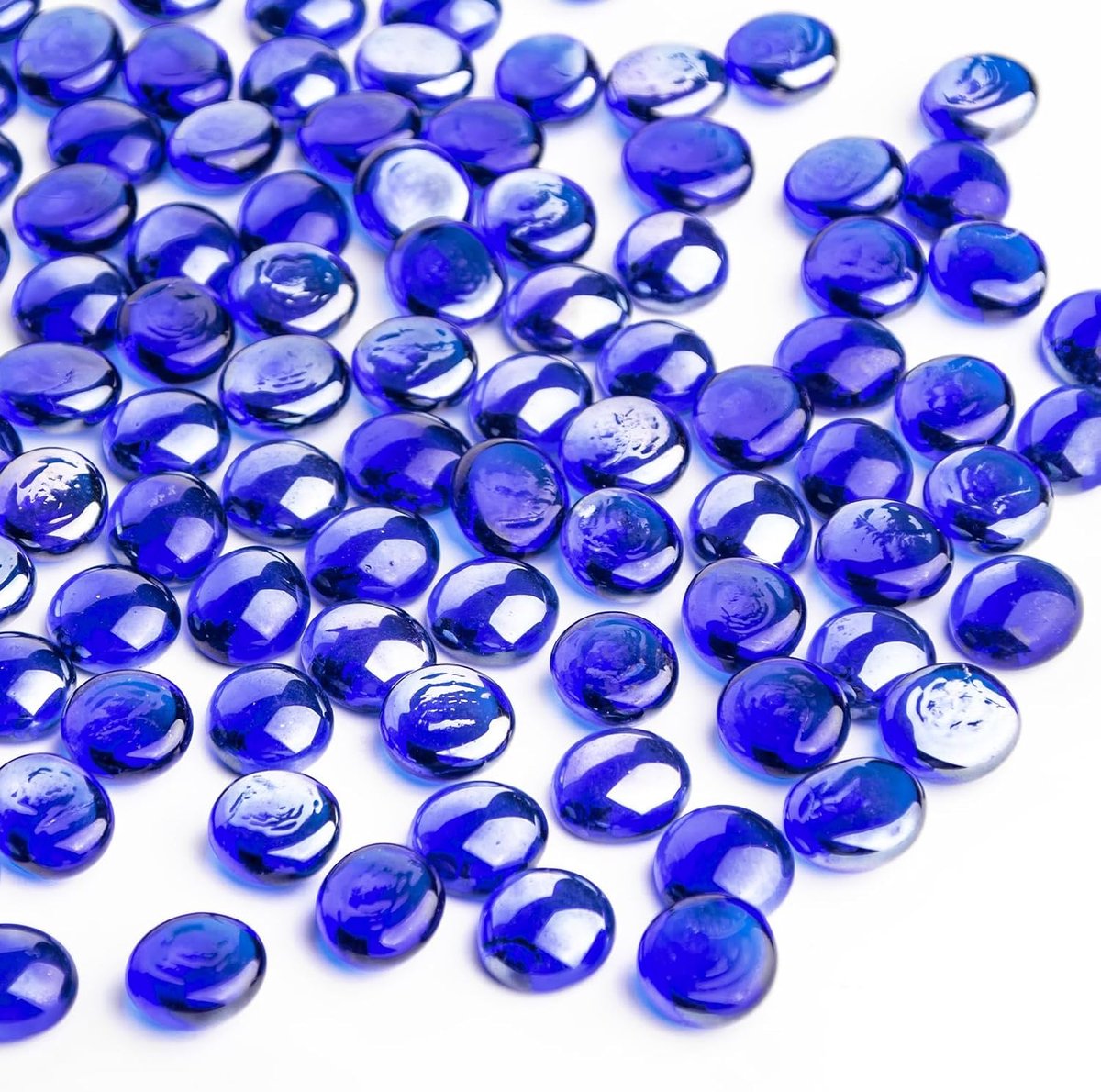 0,44 kg blauwe glazen ks, mini platte glazen kralen ~ 150 stuks voor vaasvullers, bloemenbodem Mancala edelstenen kiezelstenen vistank rotsen voor tafel aquarium, huisdecoratie kunst