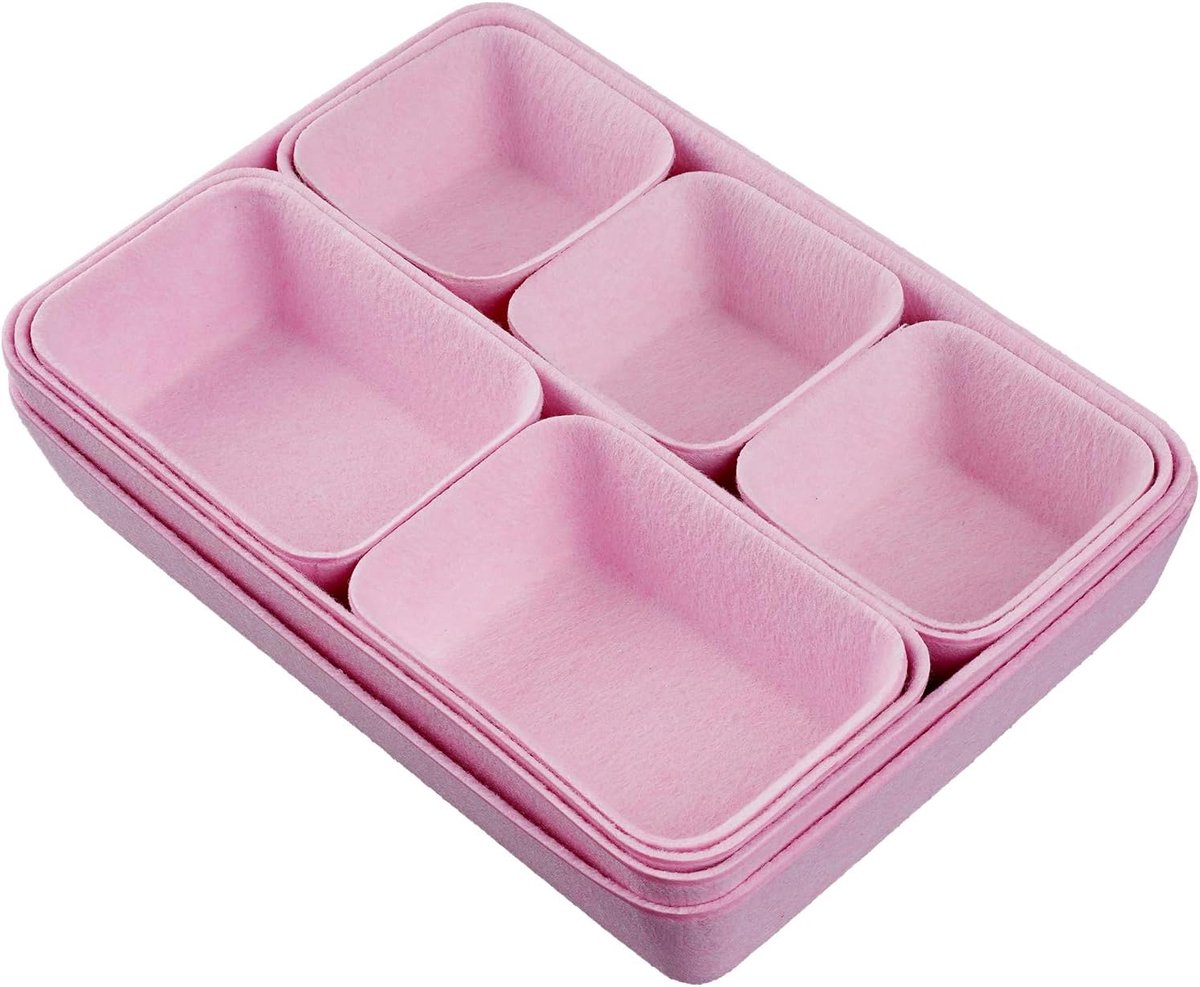 Lade-organizer, 9 stuks vilten ladebox, opbergsysteem, opbergdozen set in 4 maten voor thuis/kantoor (roze)