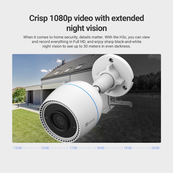 EZVIZ H3c Beveiligingscamera - Full HD 1080p - AI Persoonsdetectie - Nachtzicht 30 m - IP67 - Wifi - 2-weg Audio - Geen Abonnement — afbeelding 3