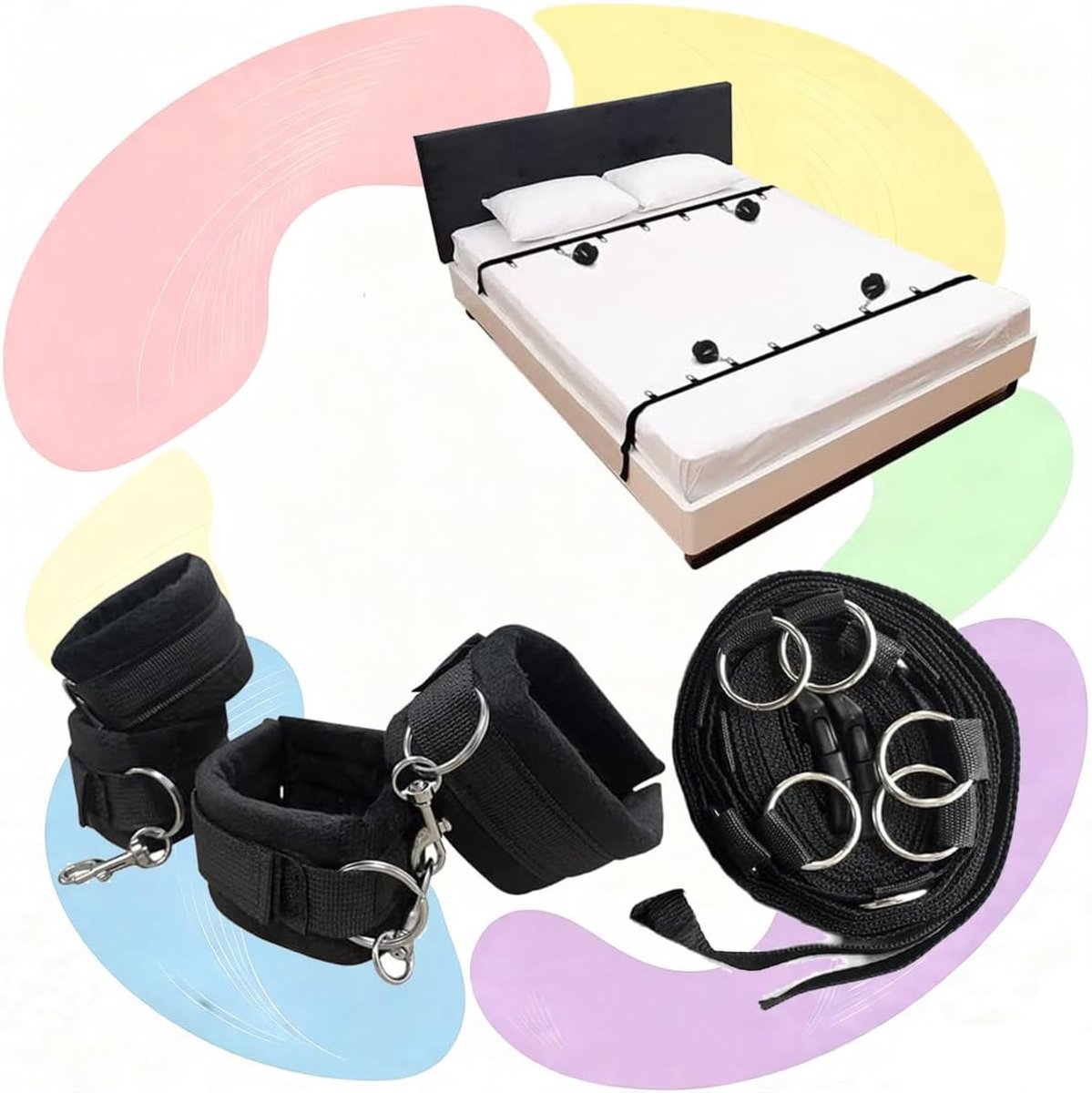 Set Nieuwe Zwarte Nylon Indoor Lineaire Bedside Band, Bevestiging Handen En Voeten, Paar Gift - D6
