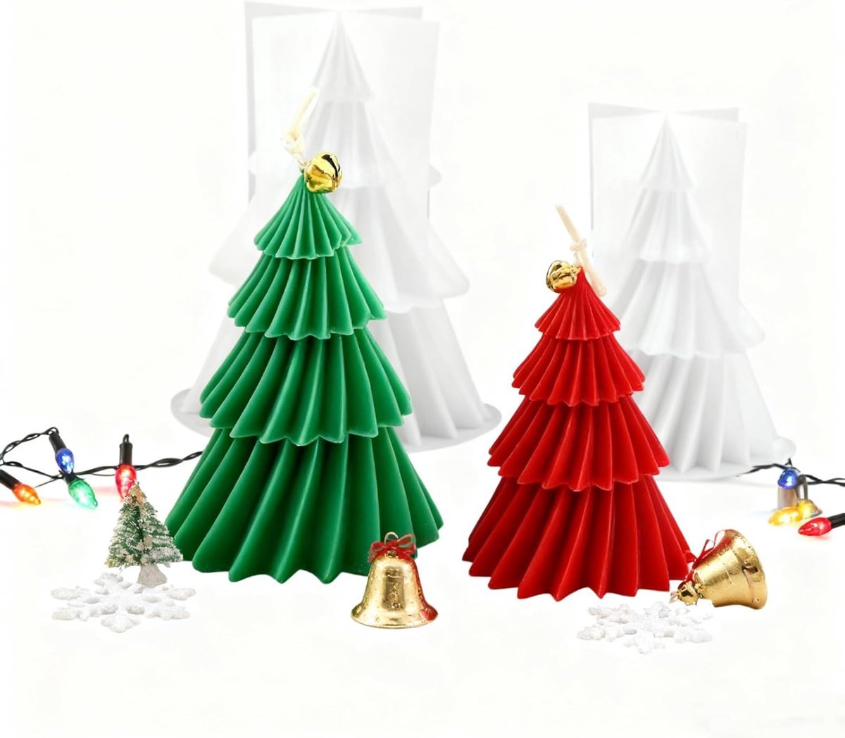 3D siliconen vorm Kerstmis 2 Stuks kaars mallen voor kerstdecoratie Vorm Kerstmis voor het maken van kaarsen, handgemaakte zeep, doe-het-zelf