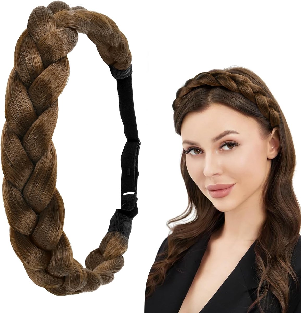 Haarband, 3 strengen, verstelbare gevlochten hoofdband, elastische gevlochten haarband voor dames en meisjes, gevlochten haarbanden voor bruiloft, Oktoberfest