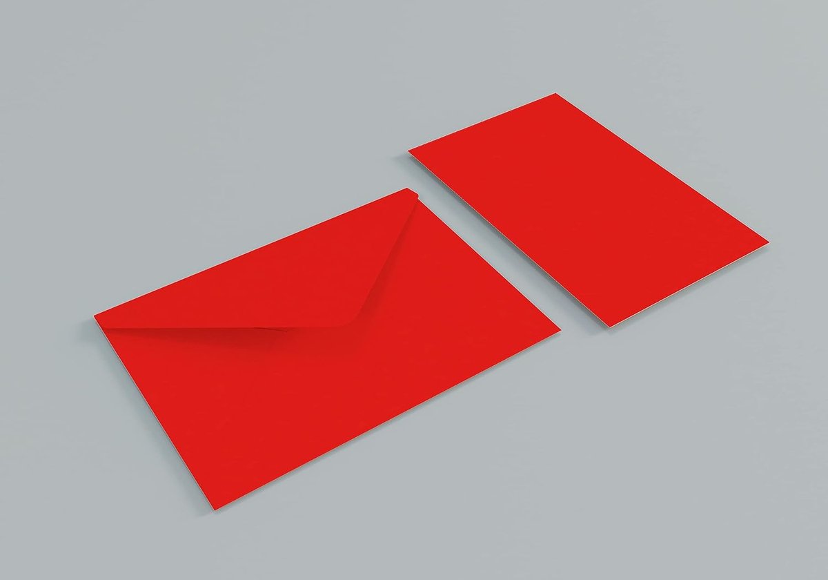 100 enveloppen en kaarten in PVC-doos 7 x 11 cm (rood)