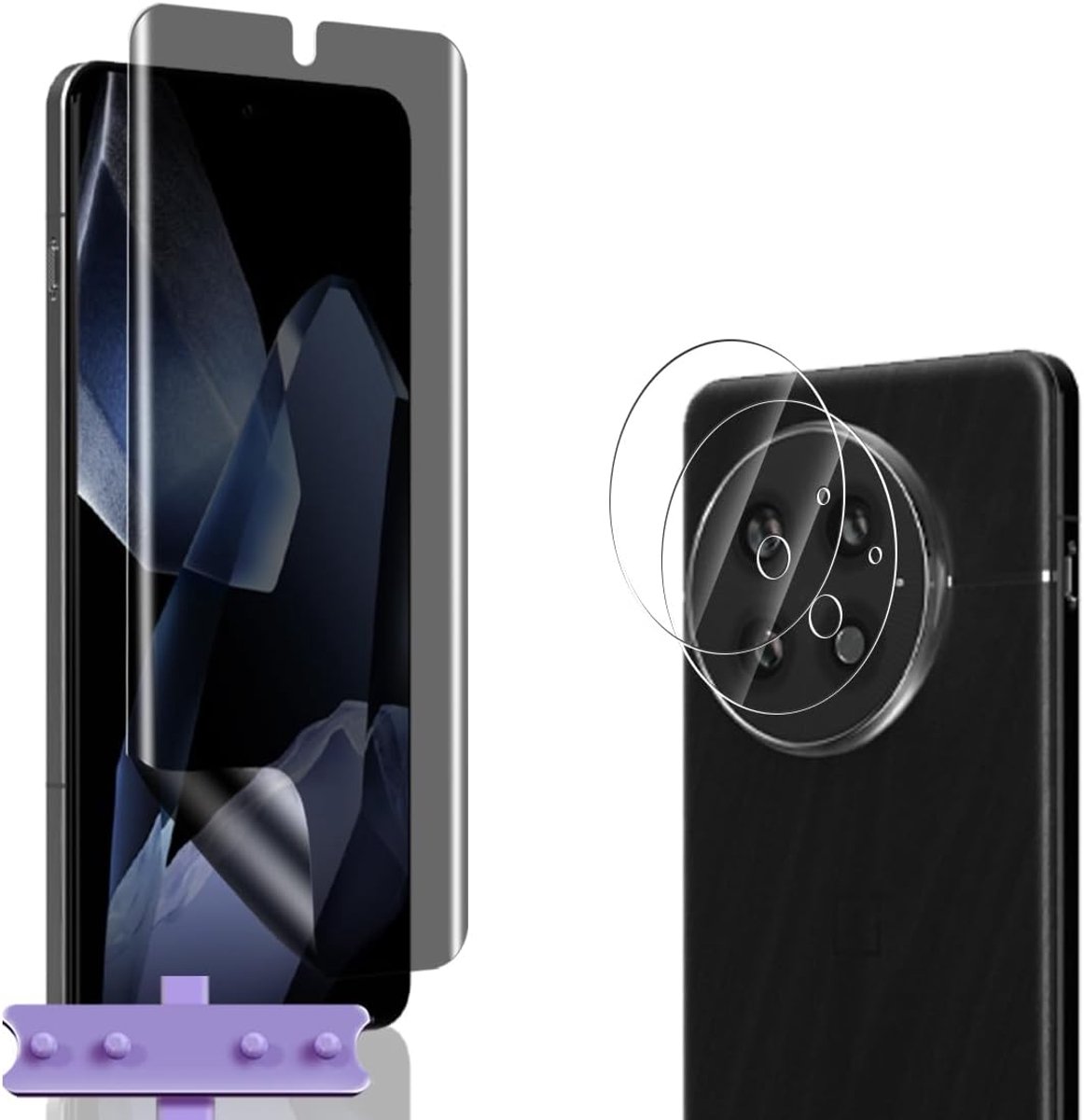 Privacy Beschermfolie voor OnePlus 13 TPU displaybescherming, anti-spy privacy, zichtwerende folie, 1 stuk en camerabescherming, glas, 2 stuks, anti-spy folie voor OnePlus 13