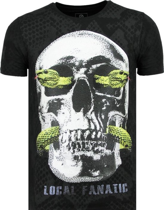 Skull Snake - Vette T shirt Mannen - 6326Z - Zwart