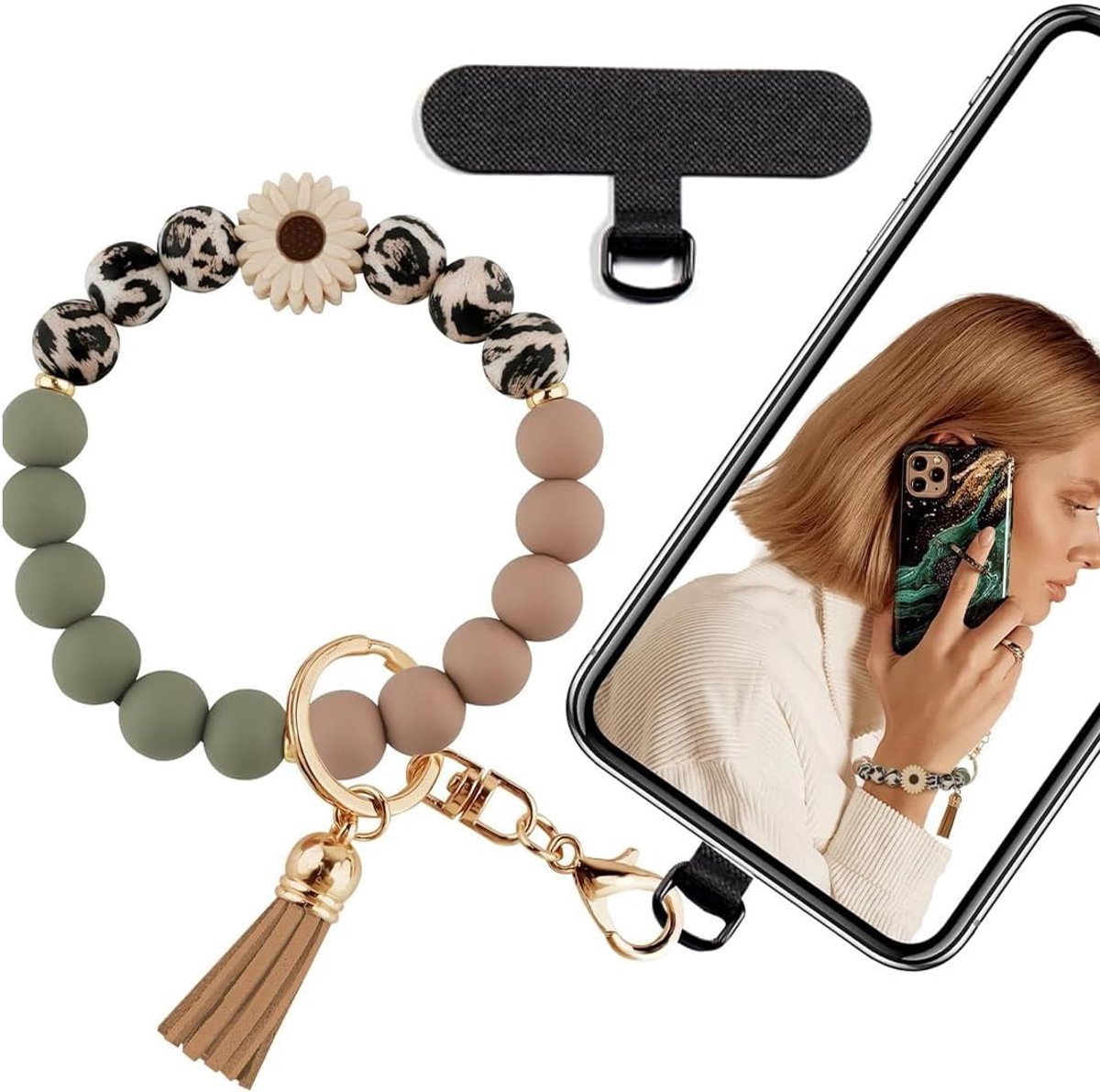 Telefoonketting van siliconen met patch, universele telefoonband