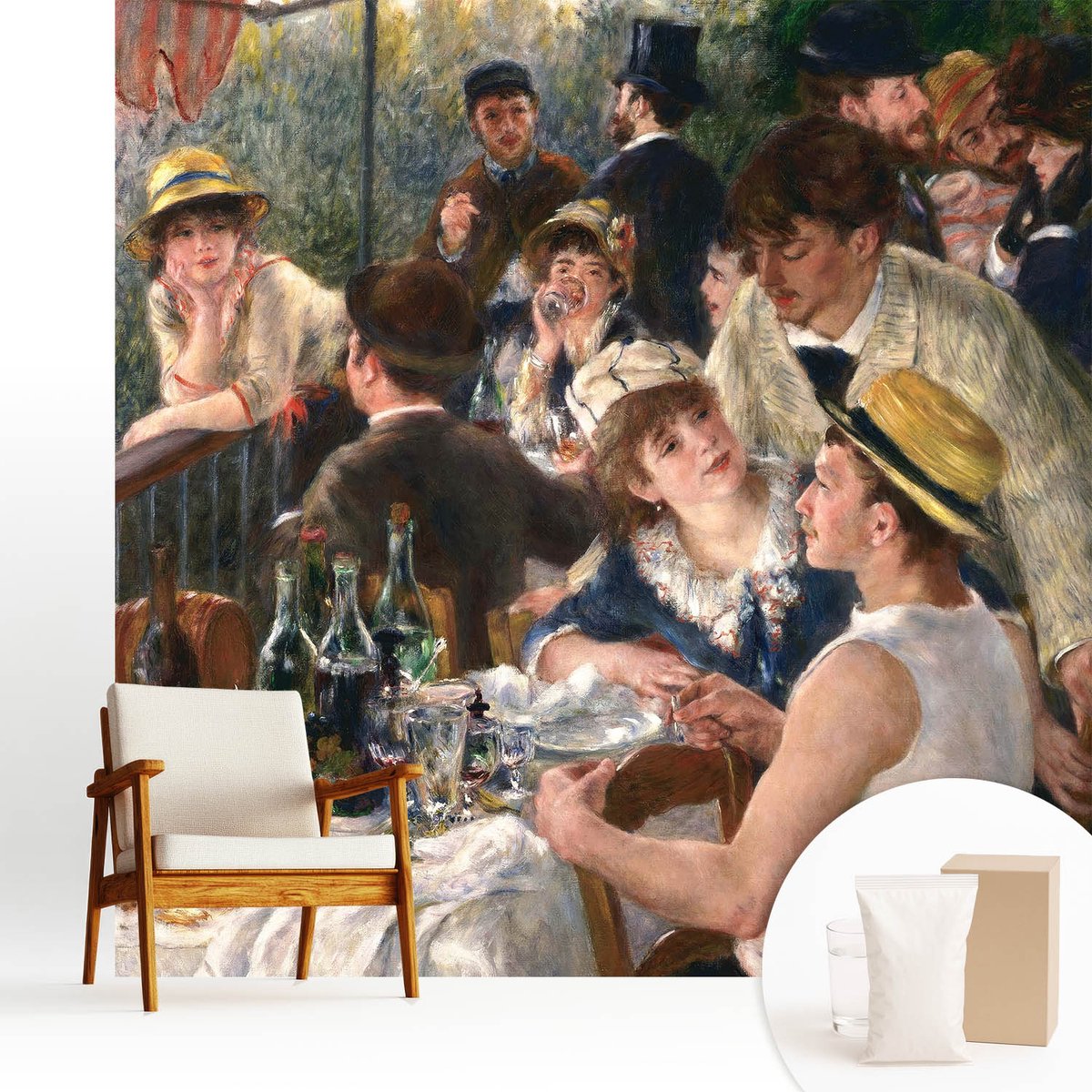 Wallfluent Fotobehang - Bruin Vliesbehang - 250x250 cm - Zomerfeest Fotobehang Vlies - Hal behang Mensen - Muurschildering - Hal behang