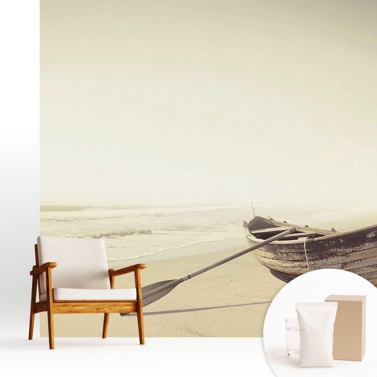Wallfluent Fotobehang - Wit Vliesbehang - 250x250 cm - Rust Aan Zee Muurschildering - Slaapkamer behang Landschappen - Fotobehang Vlies - Slaapkamer behang