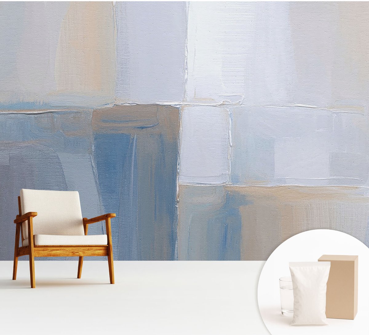 Wallfluent Fotobehang - Wit Vliesbehang - 312x219 cm - Harmonieuze Abstractie Muurschildering - Slaapkamer behang Abstractie - Fotobehang Vlies - Slaapkamer behang