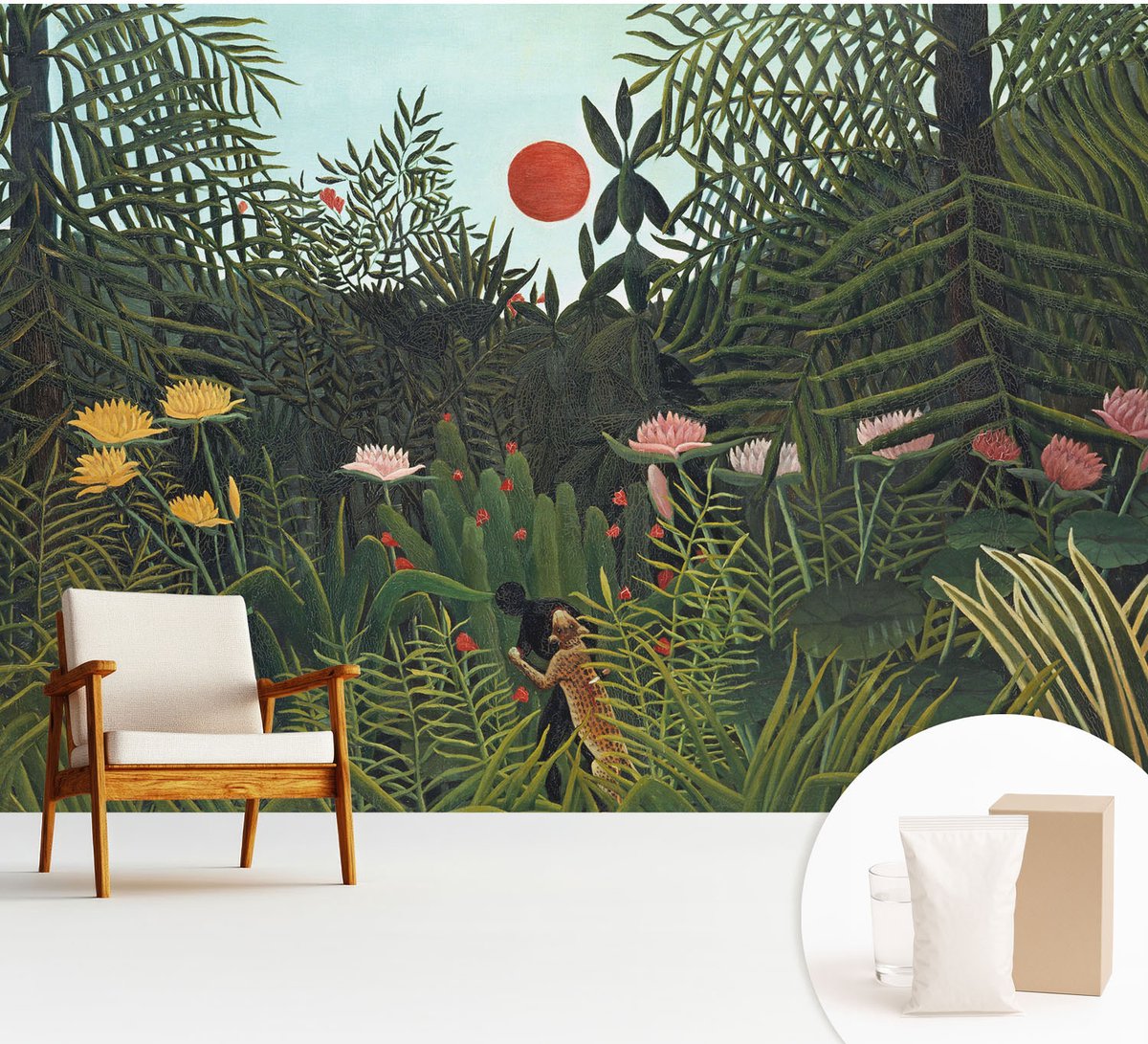 Wallfluent Fotobehang - Groente Vliesbehang - 312x219 cm - Exotisch Landschap Fotobehang Vlies - Woonkamer behang Bloemen En Planten - Muurschildering - Hal behang