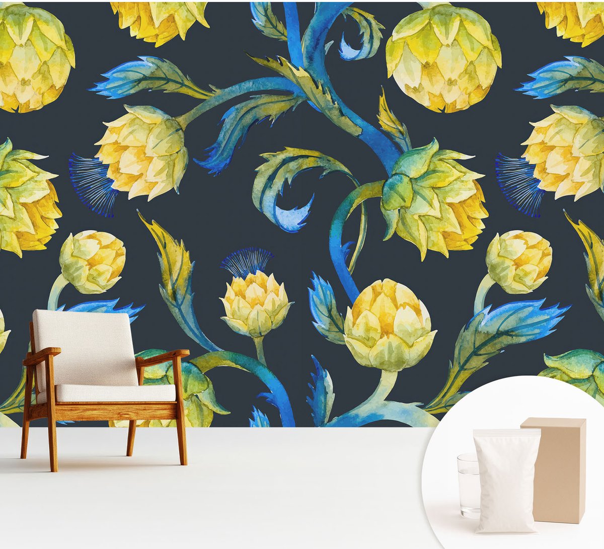 Wallfluent Fotobehang - Marine Vliesbehang - 312x219 cm - Plantenvirtuoos Muurschildering - Gang behang Bloemen En Planten - Fotobehang Vlies - Gang behang