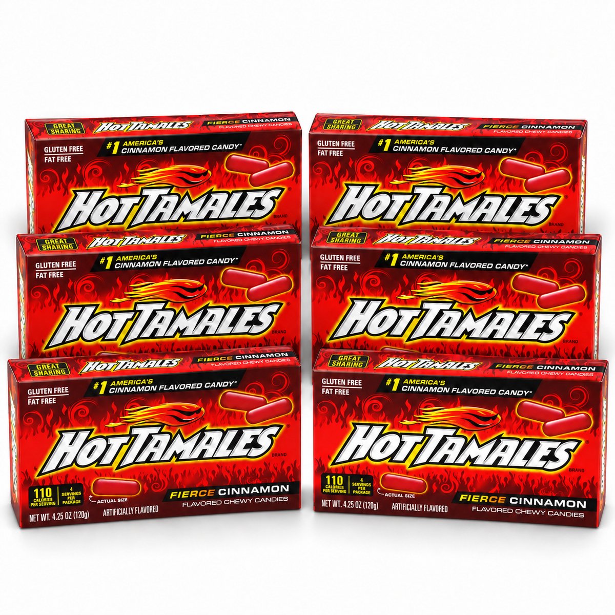 Multipak Hot Tamales Fierce Cinnamon Snoep – Kaneelsnoep – 6 x 120 g