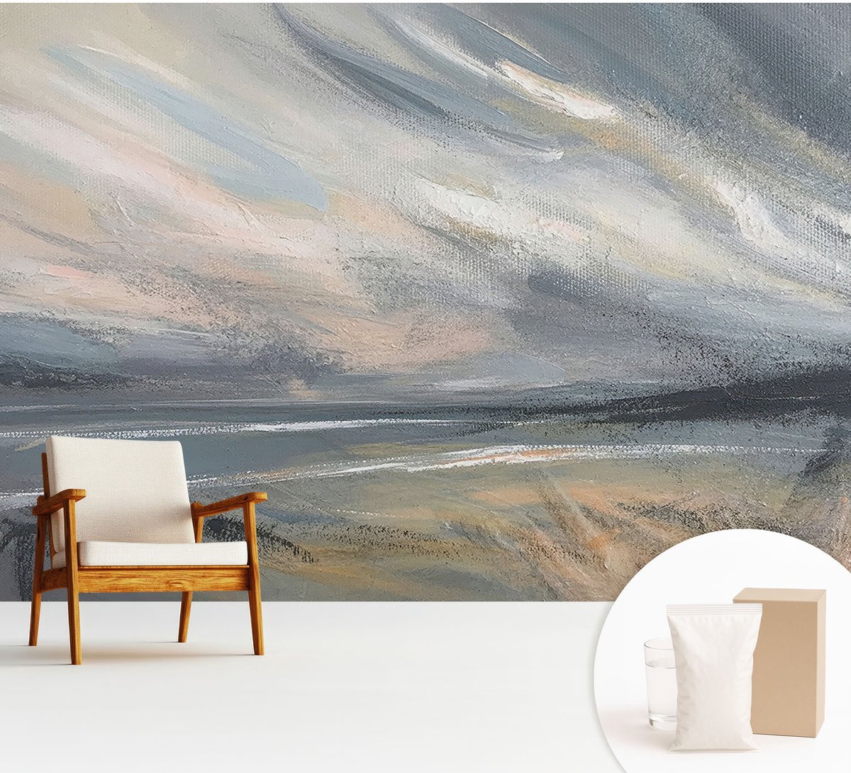 Wallfluent Fotobehang - Grijs Vliesbehang - 312x219 cm - Ochtendrust Fotobehang Vlies - Woonkamer behang Landschappen - Muurschildering - Hal behang